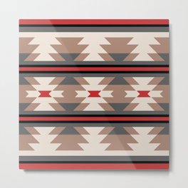 Southwestern Pattern 125 Metal Print | Nativeamerican, Navajo, Grey, Black, Pattern, Southwest, Graphicdesign, Red, Beige, Bohemian 