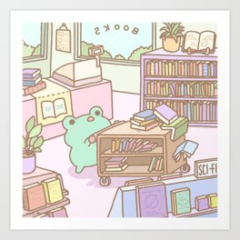 Wasabi The Frog's Book Store Art Print