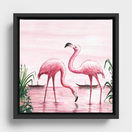 Pink Flamingos Framed Canvas