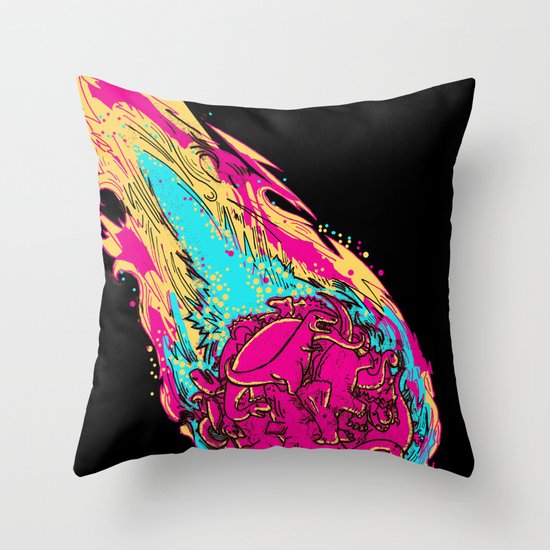 dinosaur asteroid Throw Pillow