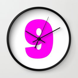 9 (Magenta & White Number) Wall Clock