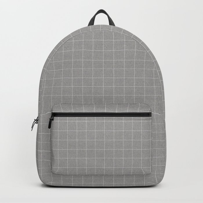 Gray Wool Grid Backpack