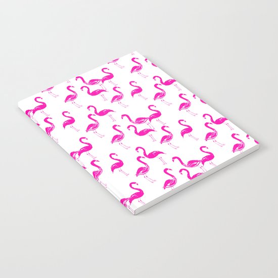 Pink Flamingo tropical vacation bird watching painting birds island summer hot neon pink girly Notebook