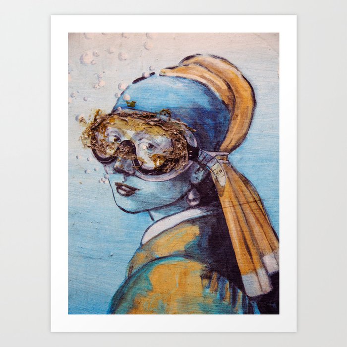 Girl With Scuba Mask Art Print