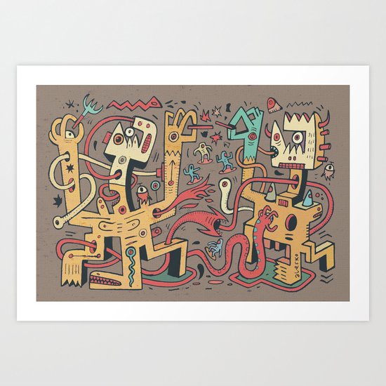 Le duel des Thaumaturges (color version) Art Print