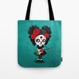 Day of the Dead Girl Playing Mexican Flag Guitar Tote Bag