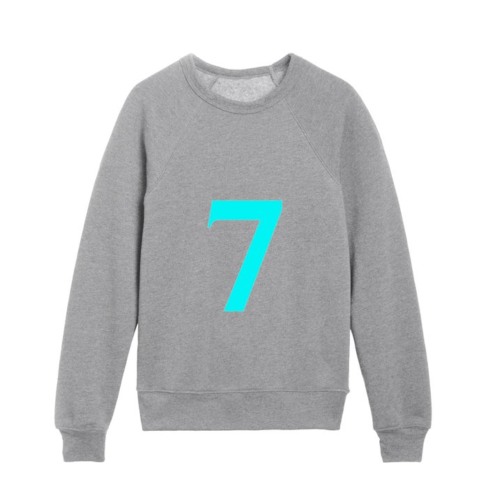 7 (CYAN & WHITE NUMBERS) Kids Crewneck