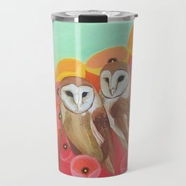 Owls in a Poppy Field Travel Mug