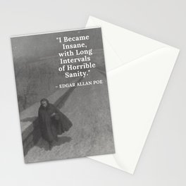 Edgar Allan Poe - I became insane with long intervals of horrible sanity -  Walking the Bronx's High Bridge black and white photograph Stationery Card