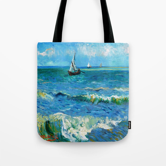 Vincent van Gogh (Dutch 1853-1890) - Seascape near Les Saintes-Maries-de-la-Mer - June 1888 - Post-Impressionism - Coastal Landscape, Seascape - Oil on canvas - Digitally Enhanced Version - Tote Bag