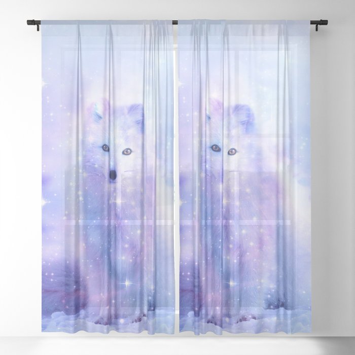 Arctic iceland fox Sheer Curtain