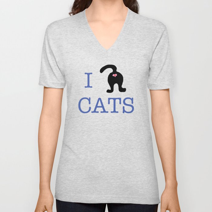 I Love Cats V Neck T Shirt