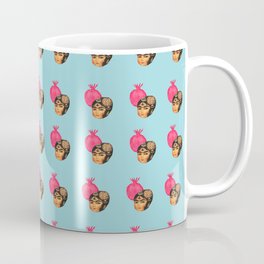 Pom & Miniature Face Turquoise Coffee Mug | Retro, Middleeastern, Painting, Miniature, Pink, Girly, Whimsical, Decorative, Persian, Homedecor 