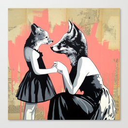 Mother Fox and Girl Canvas Print