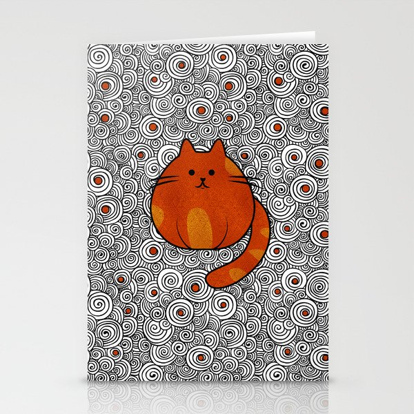Cute Ginger Cat - Stained glass and swirls Stationery Cards