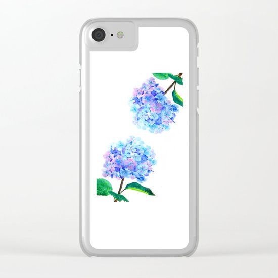 blue purple hydrangea Clear iPhone Case
