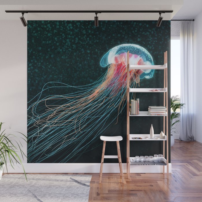 Jellyfish Deep Sea Ocean Creature Illustration Home Decor Drawing