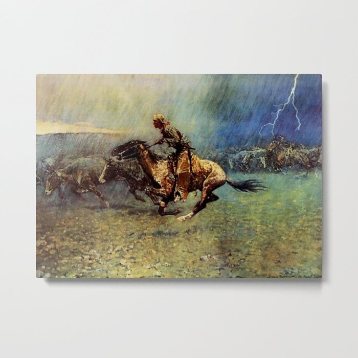 Frederick Remington Western Art “The Stampede” Metal Print