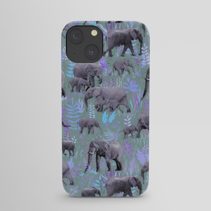 Sweet Elephants in Purple and Grey iPhone Case