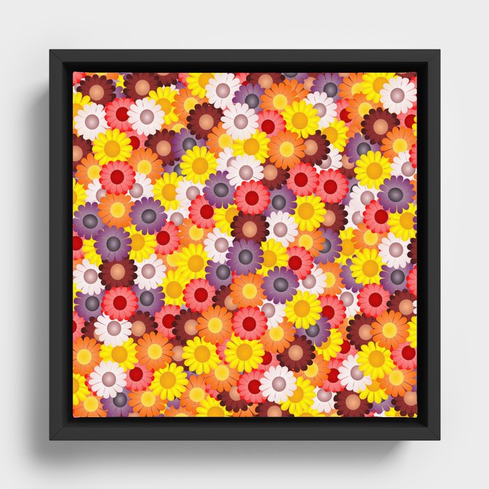 Colorful Daisies Framed Canvas