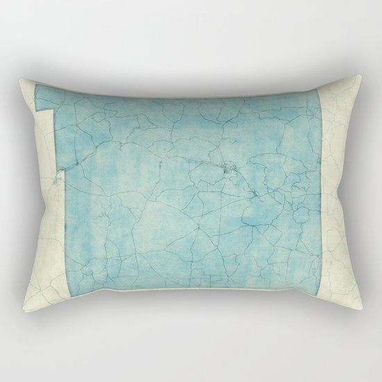 New Mexico State Map Blue Vintage Rectangular Pillow
