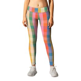 Colourful Rainbow Stripe Plaid Pattern Leggings