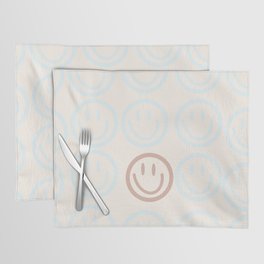 Preppy Smiley Face - Blue and Pink Placemat