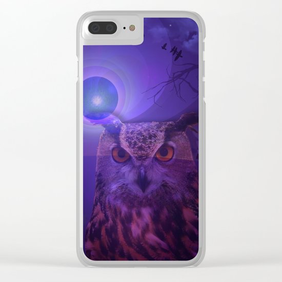 The Owl and the Purple Moon Clear iPhone Case