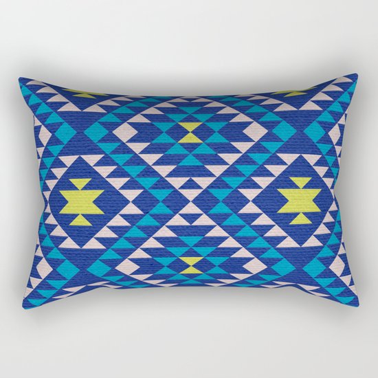 Tribal geometric pattern - blue Rectangular Pillow
