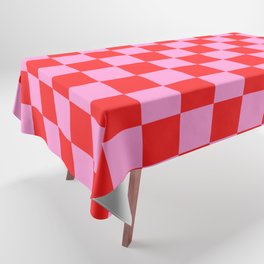 Pink Checkered And Red Bright Modern Shape Geometric Pattern Tablecloth