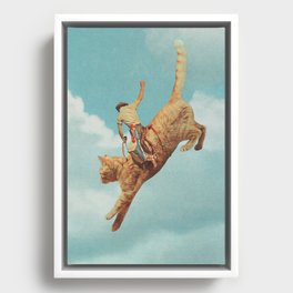 Meehaw - Rodeo Cat / Bronc Framed Canvas