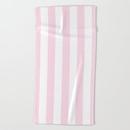 Simple Pink and White stripes, vertical Beach Towel