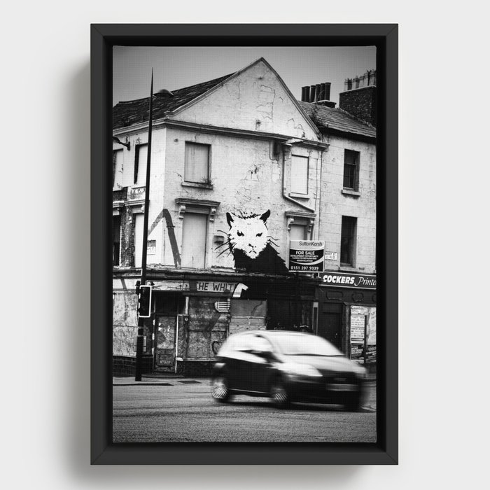Banksy's rat Framed Canvas