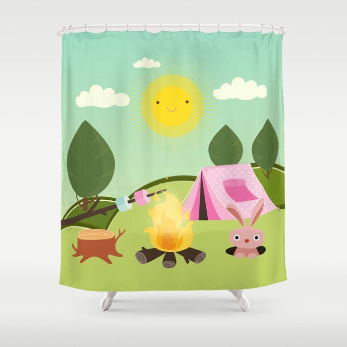 Camping Outdoors Nursery Decor, Outdoor Themed Shower Curtains