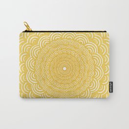 Spiral Mandala (Yellow Golden) Curve Round Rainbow Pattern Unique Minimalistic Vintage Zentangle Carry-All Pouch