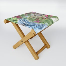 Watercolour stream with a duck Folding Stool