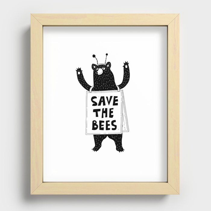 SAVE THE BEES Recessed Framed Print