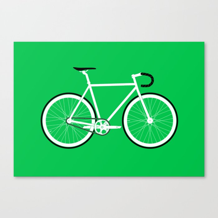 Green Fixed Gear Road Bike Canvas Print