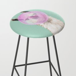 Bubble Gum Popped on Llama (2 in series of 3)  Bar Stool