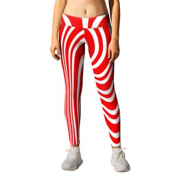 Groovy Psychedelic Swirly Trippy Funky Candy Cane Abstract Digital Art Leggings
