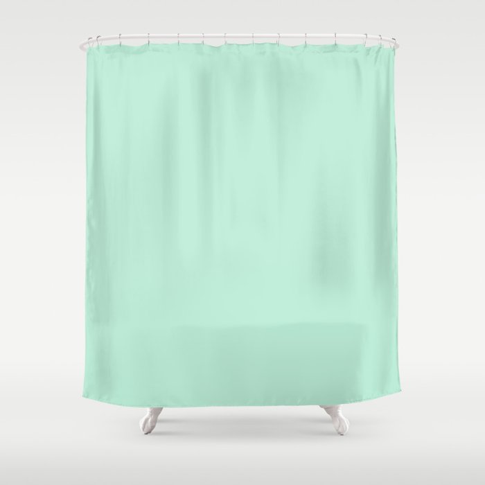 Mint Green Pastel Solid Color Block Spring Summer Shower Curtain