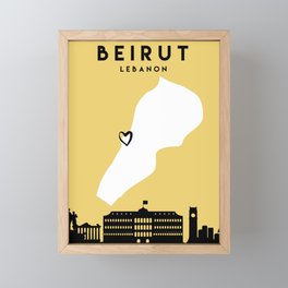 BEIRUT LEBANON LOVE CITY SILHOUETTE SKYLINE ART Framed Mini Art Print