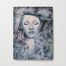 River Lea Metal Print | Underwater, Acrylic, Surrealism, Watercolor, Woman, Galaxy, Adele21, Realism, Portrait, Hellofromtheotherside 