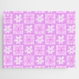 Neon Purple Spring Retro Flower Pop Jigsaw Puzzle