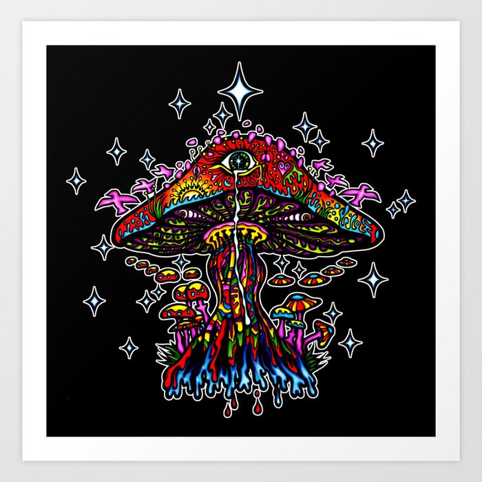 Psychedelic Eye Mushroom Art Print By Sandersart Society6