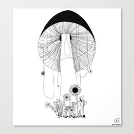 Mushrooms and Flowers Canvas Print