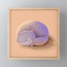 sleeping cat Framed Mini Art Print