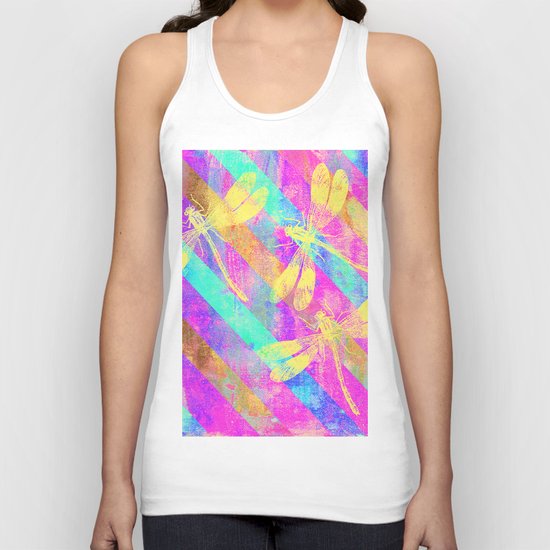 A Dragonflies and Stripes Unisex Tank Top