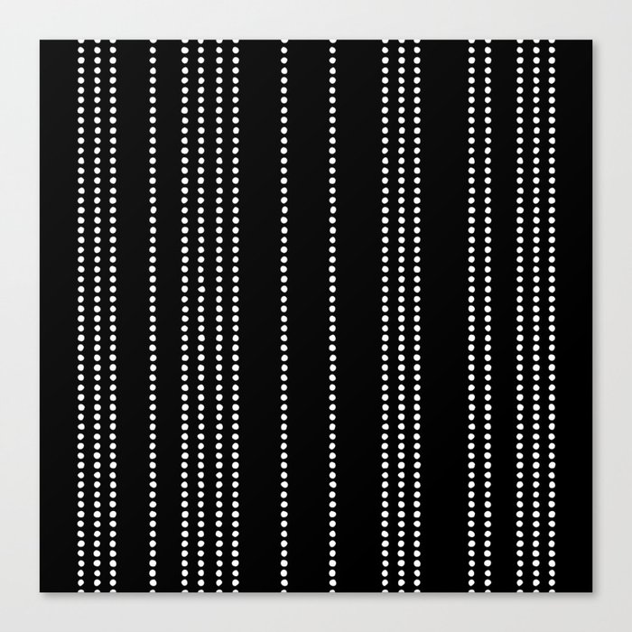Ethnic Spotted Stripes in Black and White Canvas Print