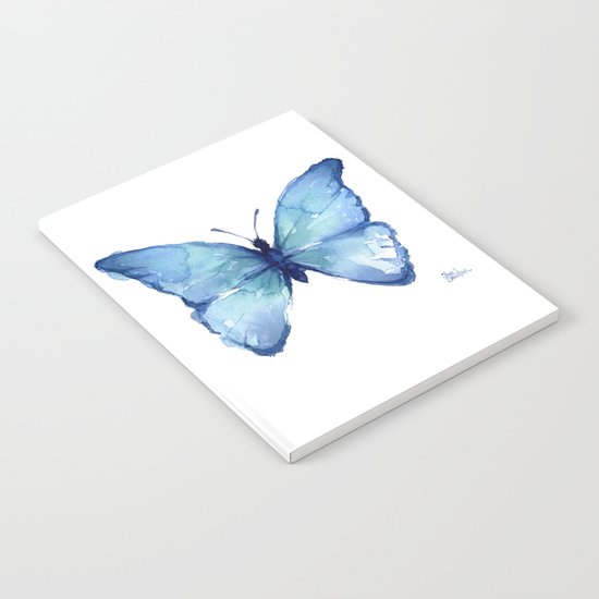 Blue Butterfly Watercolor Notebook